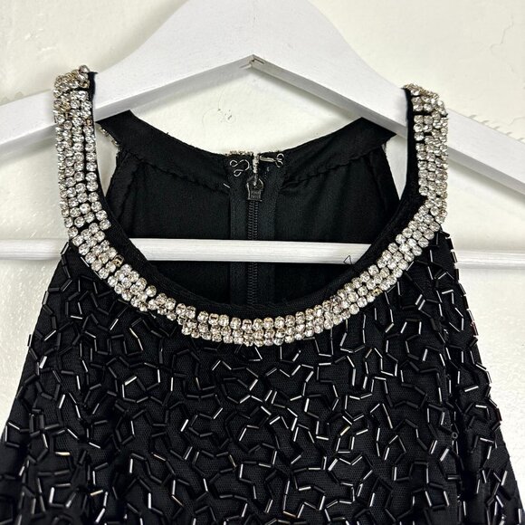 MAC DUGGAL Bugle Bead Halter Sheath Gown in Black Size US 4 - Picture 5 of 11
